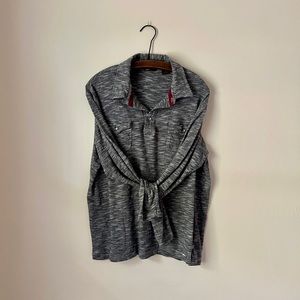 Axis LA Gray Heather 100% Cotton Collared Long Sleeve Sport Shirt Pullover XL